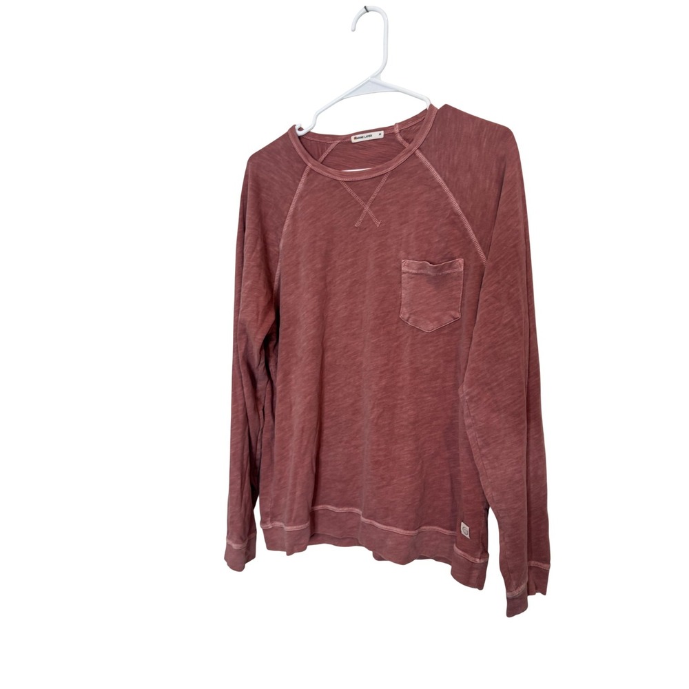 Marine Layer Sweatshirt Mens Medium Pink Cotton Raglan Pocket Logo‎ Pullover